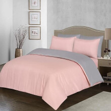 (Blush ( Grey Reverse ), King) Reversible Duvet Cover Set | Soft Microfiber Bedding with Pillowcases | Wrinkle-Resistant & Hypoallergenic