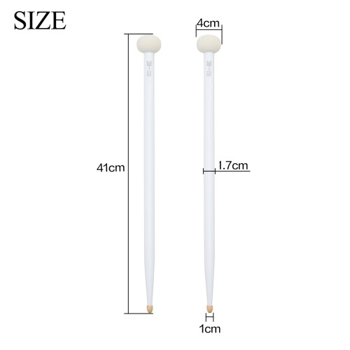 Versatile Double Ended Drumsticks for Drum Sets & Kettledrums 2pcs 1