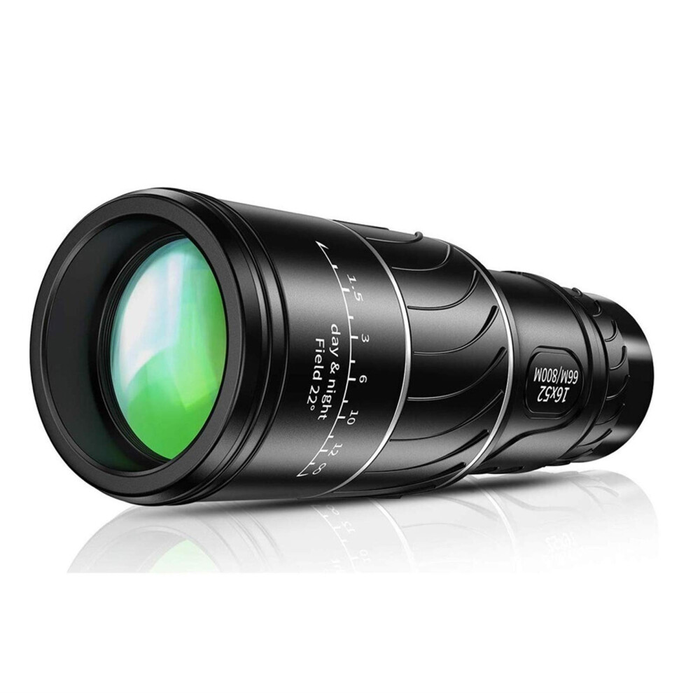 Portable Monocular 16X52 Dual Focus Waterproof Telescope For Bird Watching Outdoor Travel Black 9067246402297