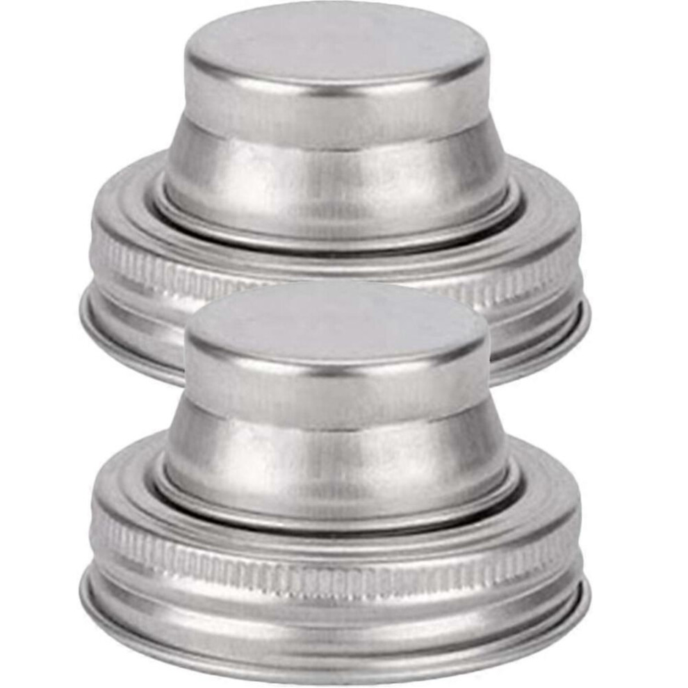 Kikidex (As Show, One Size) Stainless Steel Mason Jar Lids Multifunction Shaker Covers For Home Use Silver 2Piece Set