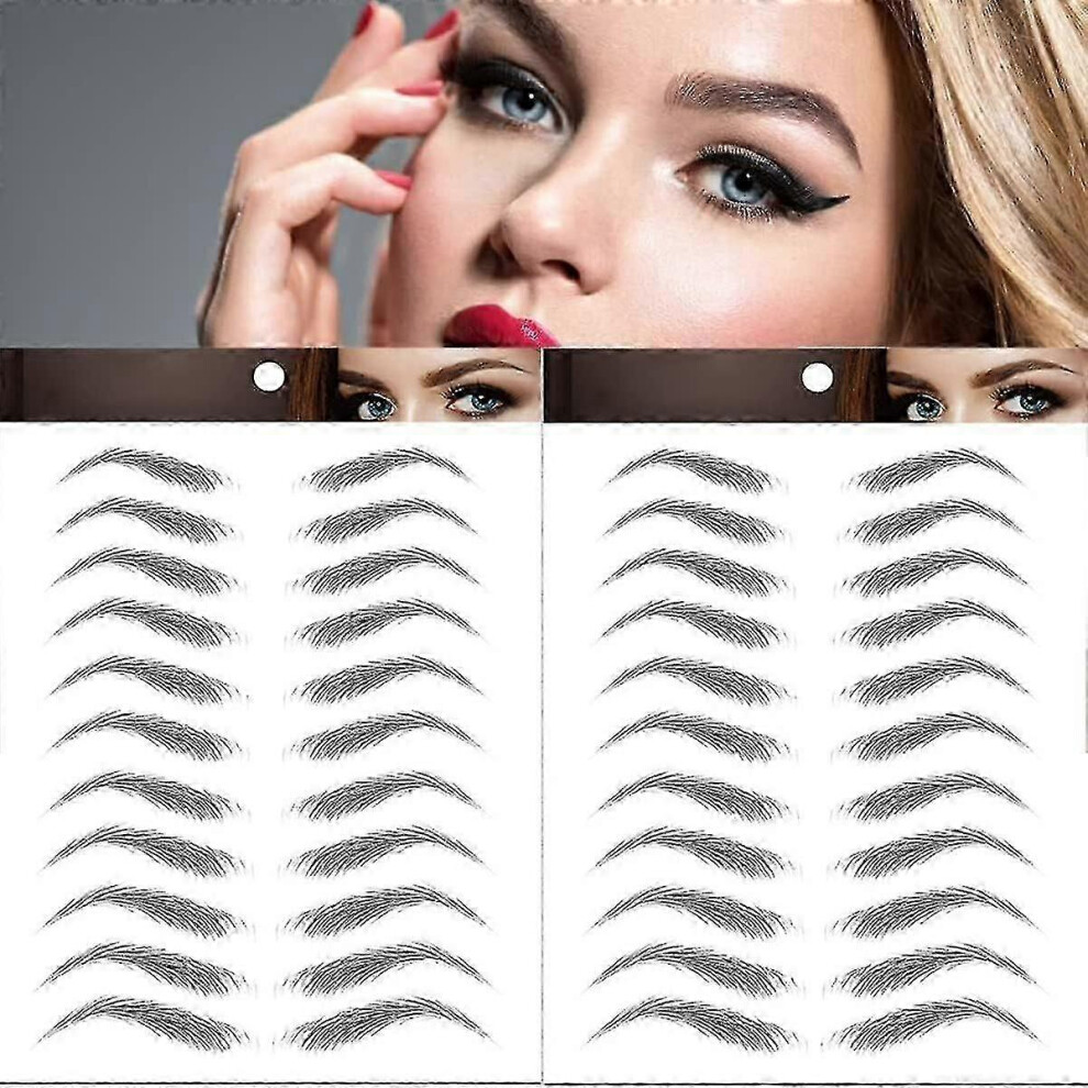 Kikidex (As Show, ) 66 Pairs Eyebrow Tattoo Stickers 4D Hair-Like Authentic Eyebrows Temporary Brown