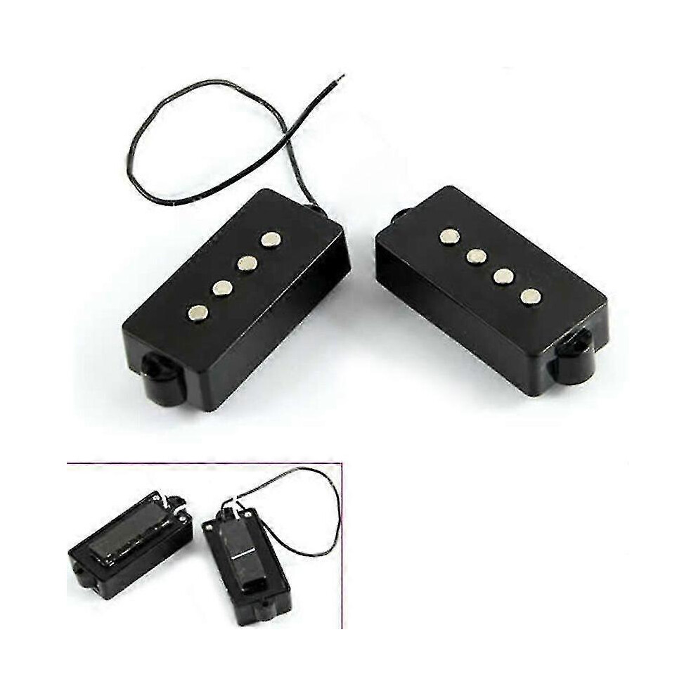 Kikidex (As Show, One Size) Black 4 String Noiseless Pickup Set For Precision P Bass Bridge Pickup Set New-Hy