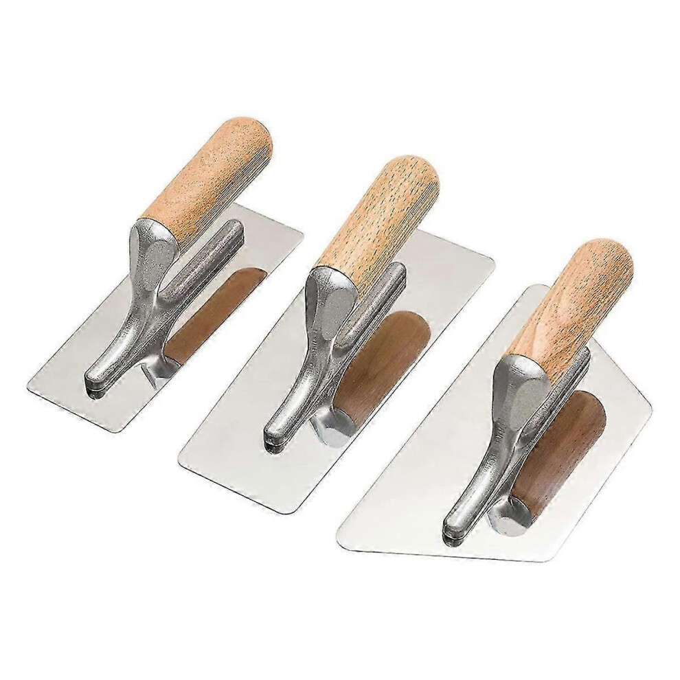 Kikidex (As Show, One Size) Polished Stainless Steel Venetian Plaster Trowel Set 3 Pc Paint Plastering Finishing Hand Tools