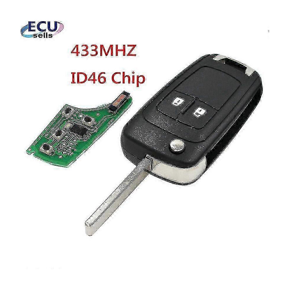 Kikidex (As Show, One Size) 2 Buttons 433Mhz With Id46 Chip Remote Control Key Fob For Chevrolet Aveo Cruze Orlando Hu100 Blade