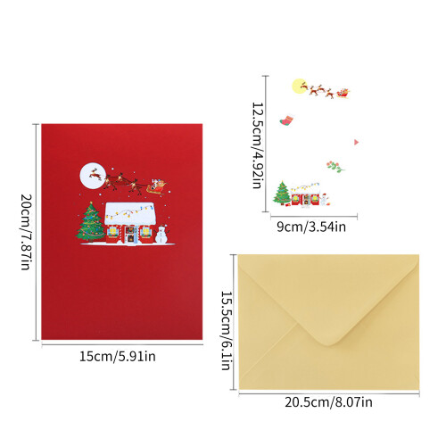 Heartwarming Foldable Greeting Card Elegant 3D Christmas-2 sets 2
