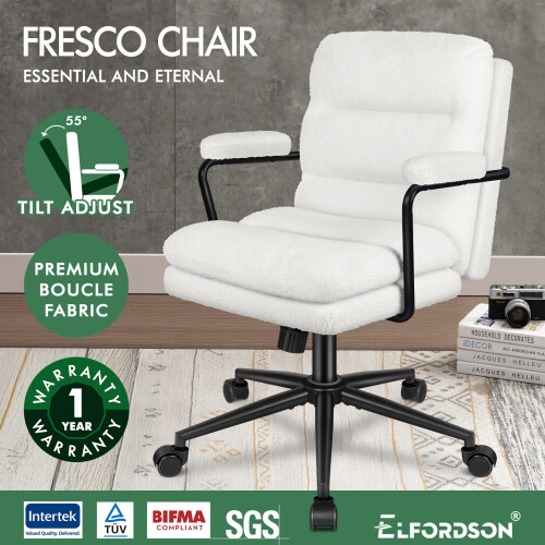 ELFORDSON ELFORDSON Office Chair Ergonomic Executive Computer Work Boucle Fabric 1