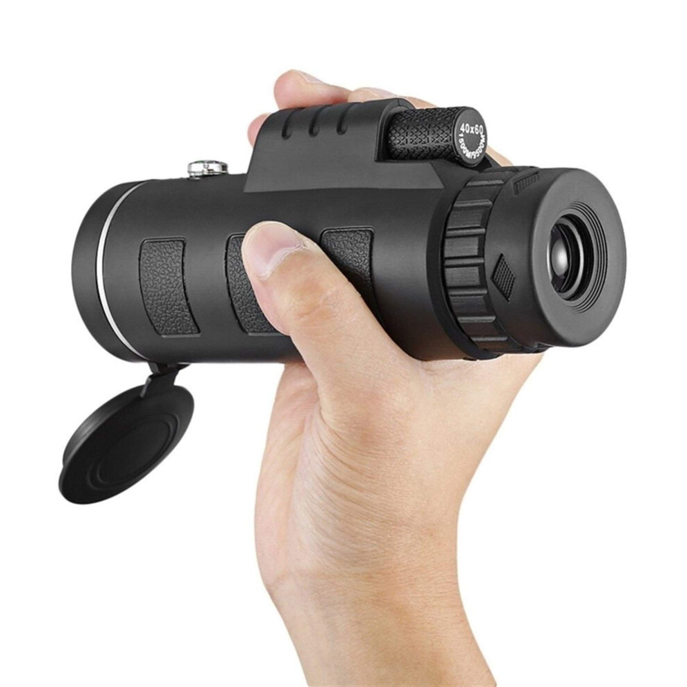 Portable Monocular 40X60 Magnification Bak4 Prism Telescope For Outdoor Camping With Compass Phone Clip Tripod Black 9067246402594