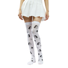 Overknee-Socken, bedruckte-Kopf auf weißem Hintergrund