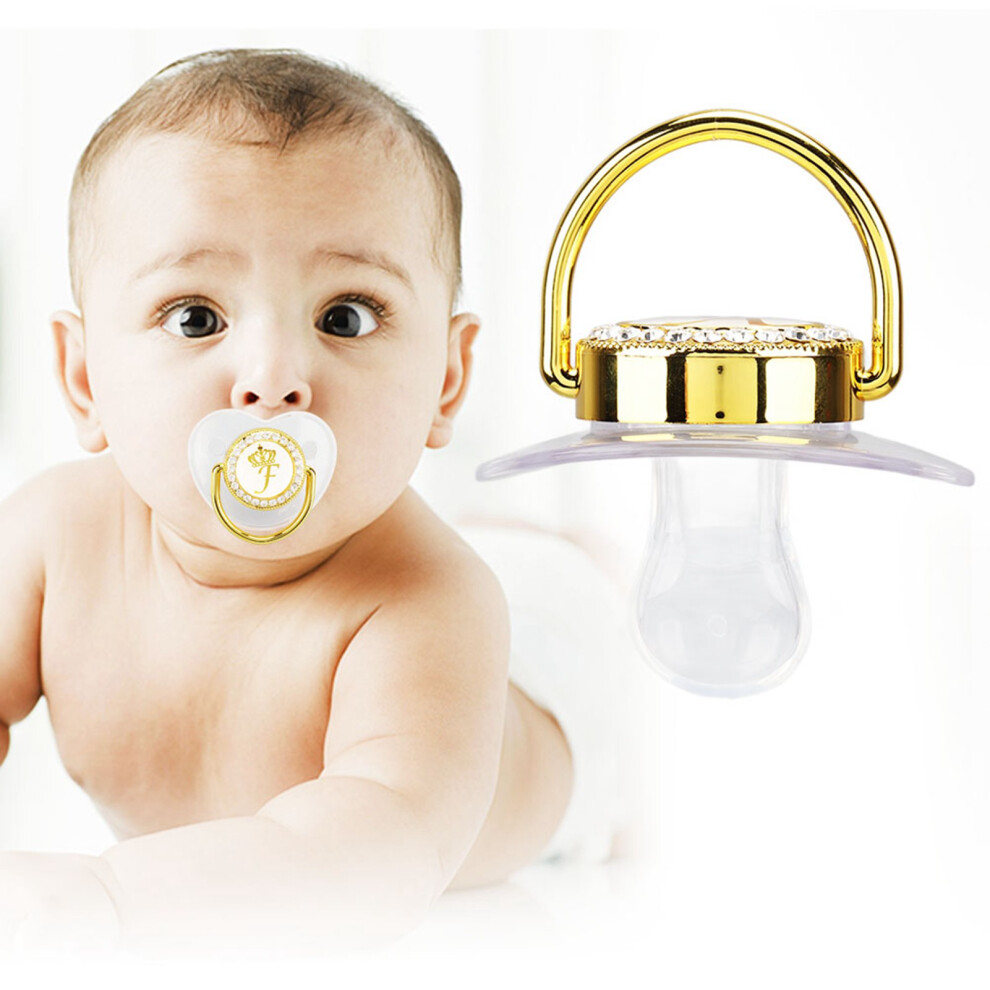 Baby Pacifier Teething Nipple With Rhinestones For 6-18 Months Golden