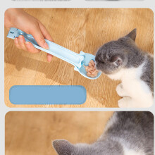 Cat Strip Squeeze Spoon - Multi-Function Plastic Dog & Cat Snack Feeder, Blue