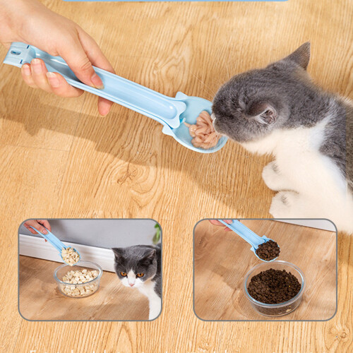 Cat Strip Squeeze Spoon - Multi-Function Plastic Dog & Cat Snack Feeder, Blue 2