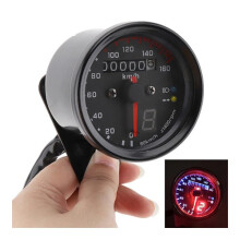 Motorbike Tacho Meter Instrument For Harley Odometer With Gear Silver On Black