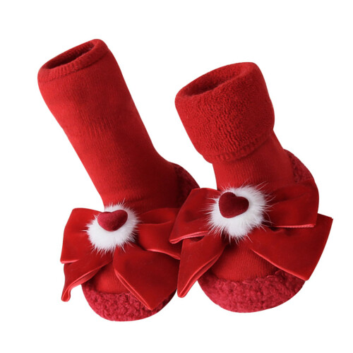 Rote, verdickte Baby-Bodensocken mit 2