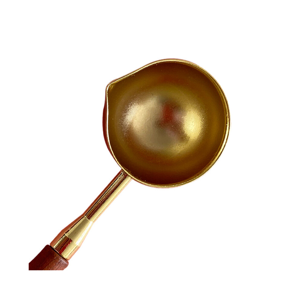 Retro Gold Wax Melting Spoon With Wooden Handle Â Compact & Portable 4331356504147