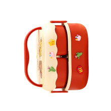 Divided Lunch Box with Insulated-Red Plastic 3D stickers