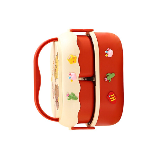 Divided Lunch Box with Insulated-Red Plastic 3D stickers