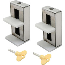 2 pcs Window Latches Sliding Door Patio Retractor Block Bay Window Sliding Lock Sliding Door Lock Restrictor with Key for Kids Baby Safety-Silver