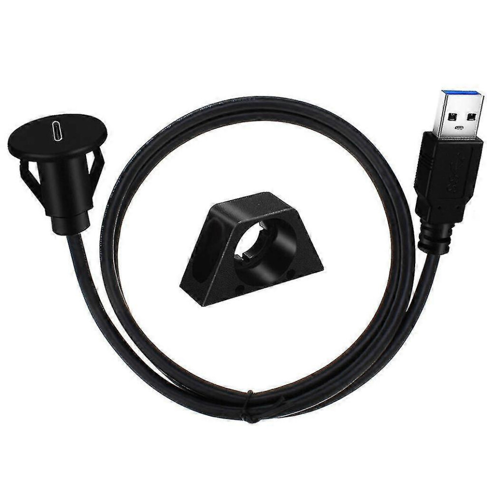 Kikidex (As Show, One Size) Usb 3.0 Male To Type-C Female Flush Mount Panel Cable For Car Boat Dashboard