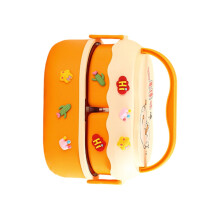 Thermische voedselcontainer met twee-Gele kunststof 3D-stickers