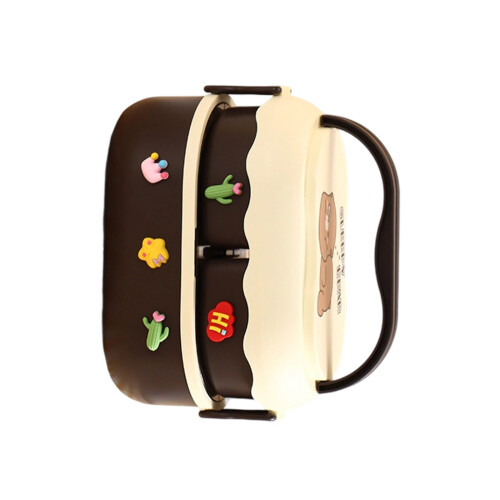 Duals Compartiment Thermische Lunchbox 1600 ml-bruin RVS 3D s