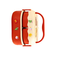 Thermische lunchbox 1600 ml Dubbel-Rode plastic 3D-stickers