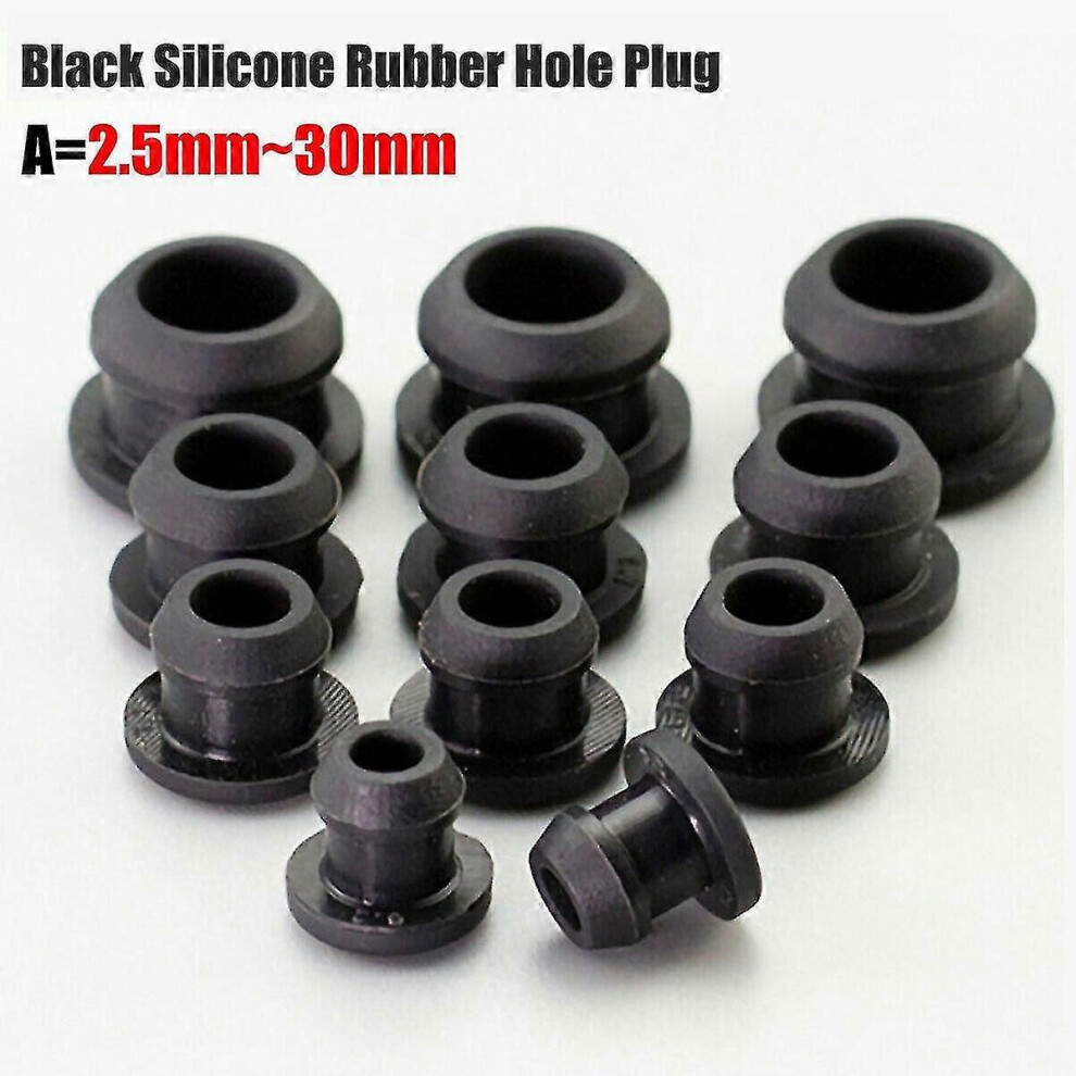 Kikidex (A 26Mm, 5 Pcs) Silicone Rubber Snap-On Hole Plug 2.5Mm~30Mm Black Blanking End Caps Tube Pipe