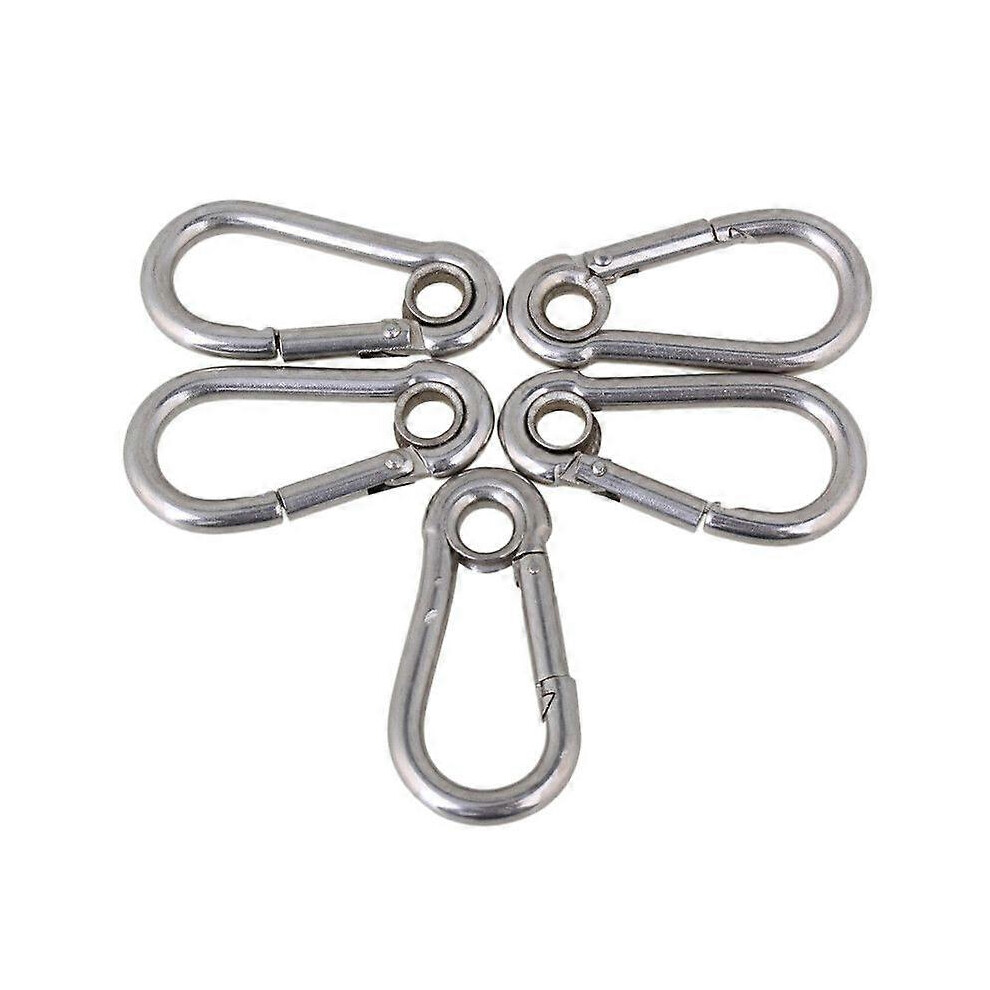 Kikidex (As Show, One Size) M5 304 Stainless Steel 50Mm Spring Hook Eyelet For Outdoor Sports Set Of 5