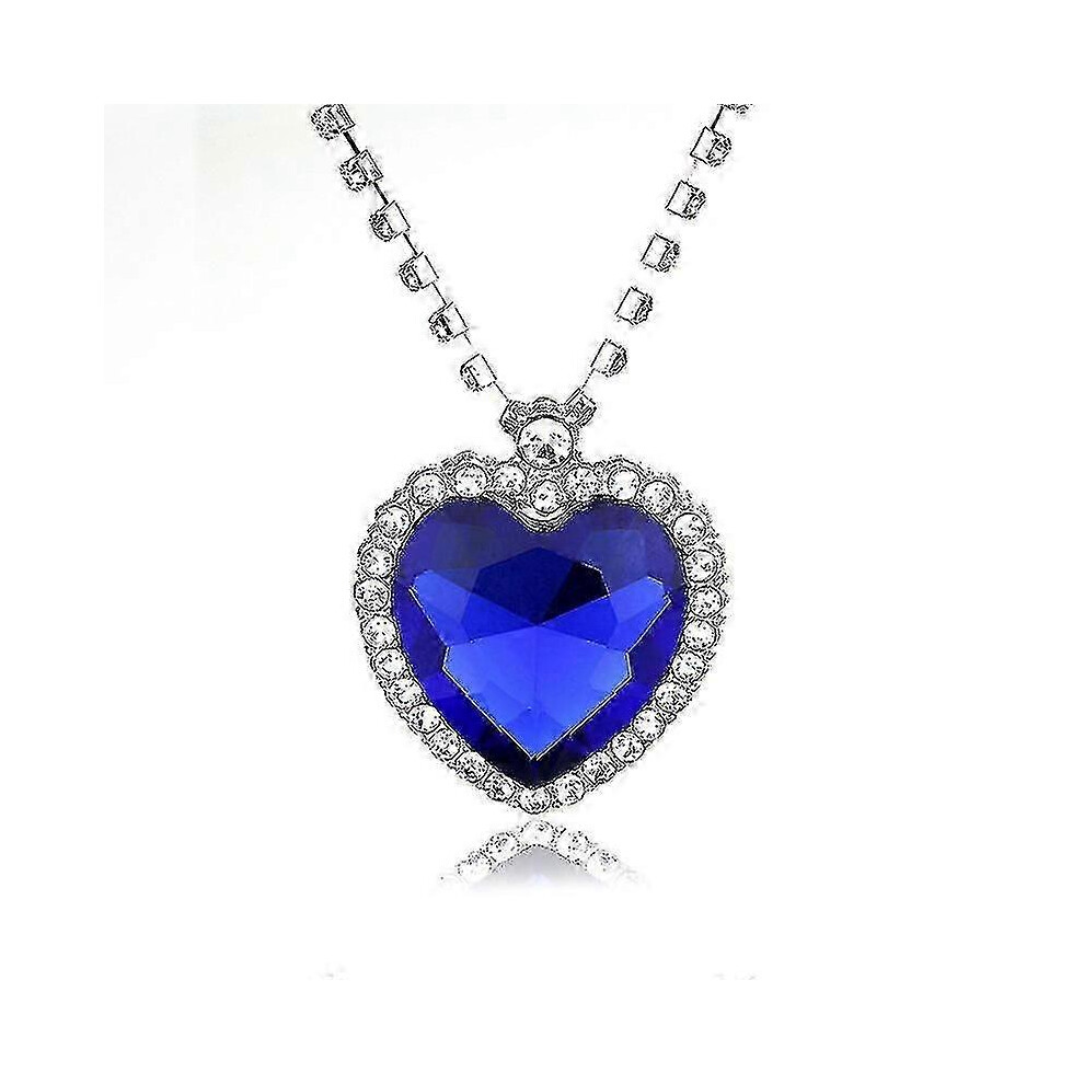 Kikidex (As Show, One Size) Fashion Crystal Pendant Necklace Heart Of The Ocean Necklace Valentines Gift, Blue