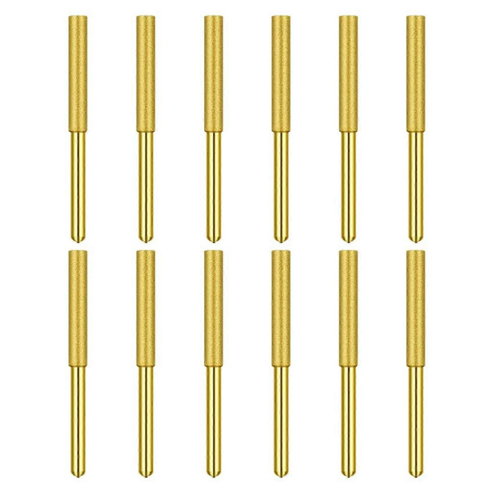 Kikidex (As Show, One Size) 12 Pack Diamond Chainsaw Files, Burr Grinding Stone File, Titanium Plated Sharpening Wheels Chainsaw Sharpener (4.0Mm) Grain