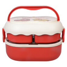 Maaltijdbereidingscontainer 2 gescheiden lagen-Rood RVS 3D s