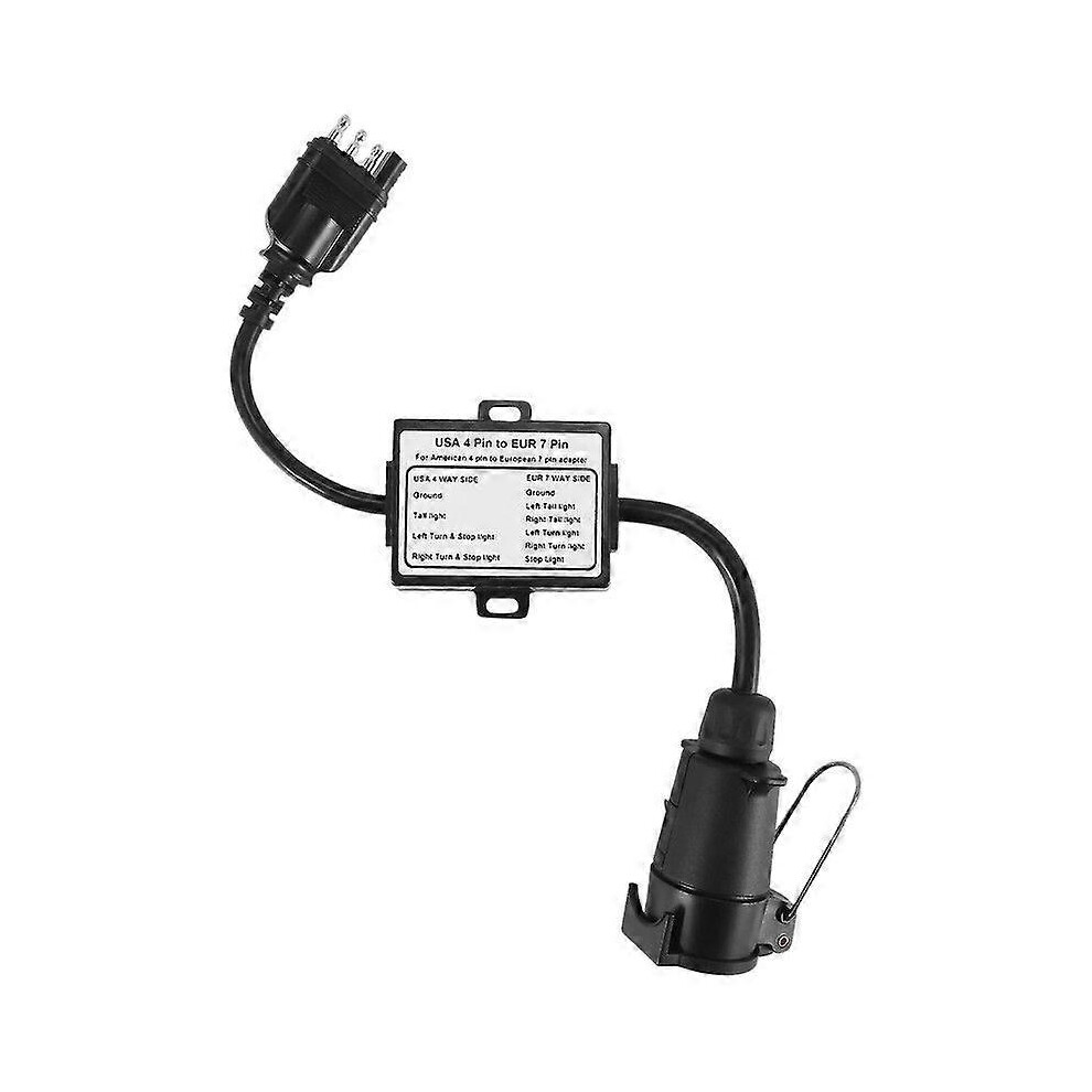 Kikidex (As Show, One Size) Us To Europe Trailer Light Converter 4 Way Flat Socket (American Vehicle) To 7 Way Round Socket (European Trailer)