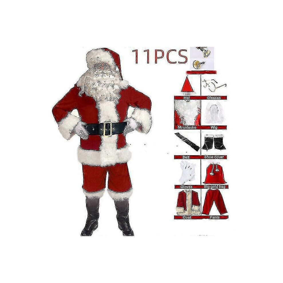 Kikidex (2Xl, 7Pcs) Men's Santa Claus Costume Adult Christmas Santa Claus Costume Santa Suit