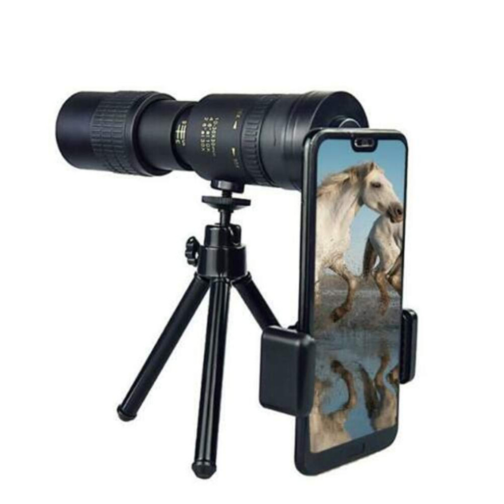 4K 10-300X40mm Telephoto Zoom Monocular Telescope Waterproof Fogproof Smartphone Holder Tripod 9067246404291