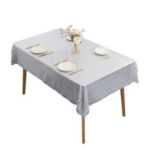 Polyester-Tischdecke mit verzierter Stickerei-120*120cm Silber