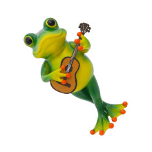 Resins Frogs Sculptures Handcrafted Garden Art-Guitar frog