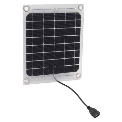 Panel solar USB de 10 W, 21,5  17,5 cm, Transparente