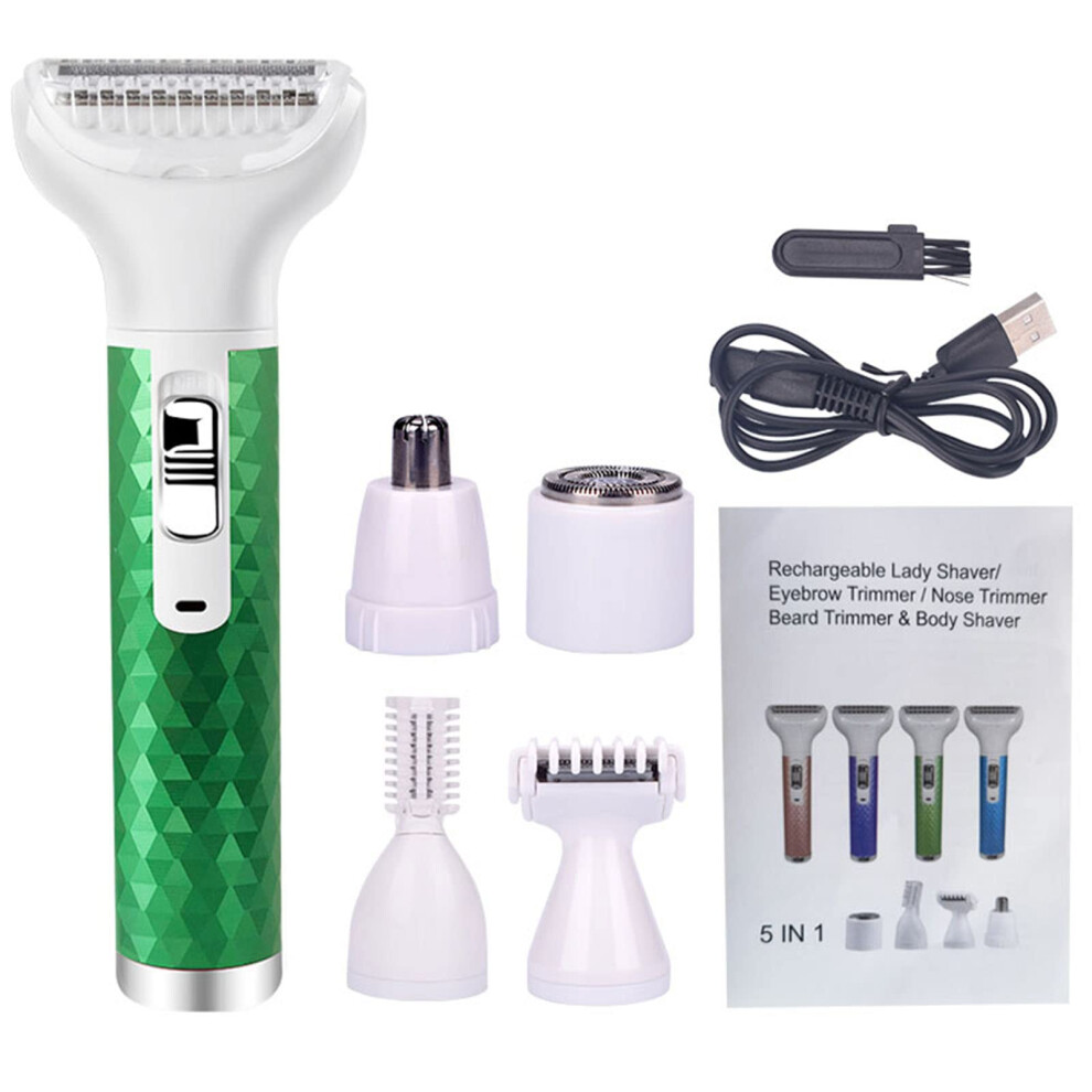 Light Hair Remover 5In1 Cordless Lady Shaver And Trimmer For Legs Underarms Face With Flexible Head Rechargeable For Women