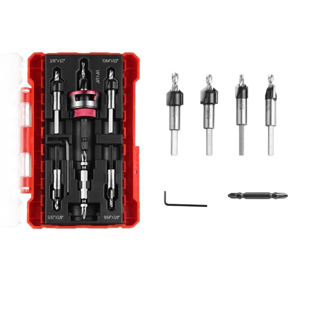 4Pcs Hexagonal Shank Countersink Stopper Adjustable Depth Countersink Drill Bits For Precise Woodworking 9067246405236