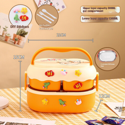 Cartoon Style Thermal Lunch Container-brown Plastic 3D stickers 2