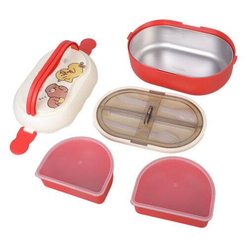 Boîte à Bentos isolée à 2-3D en acier inoxydable rouge