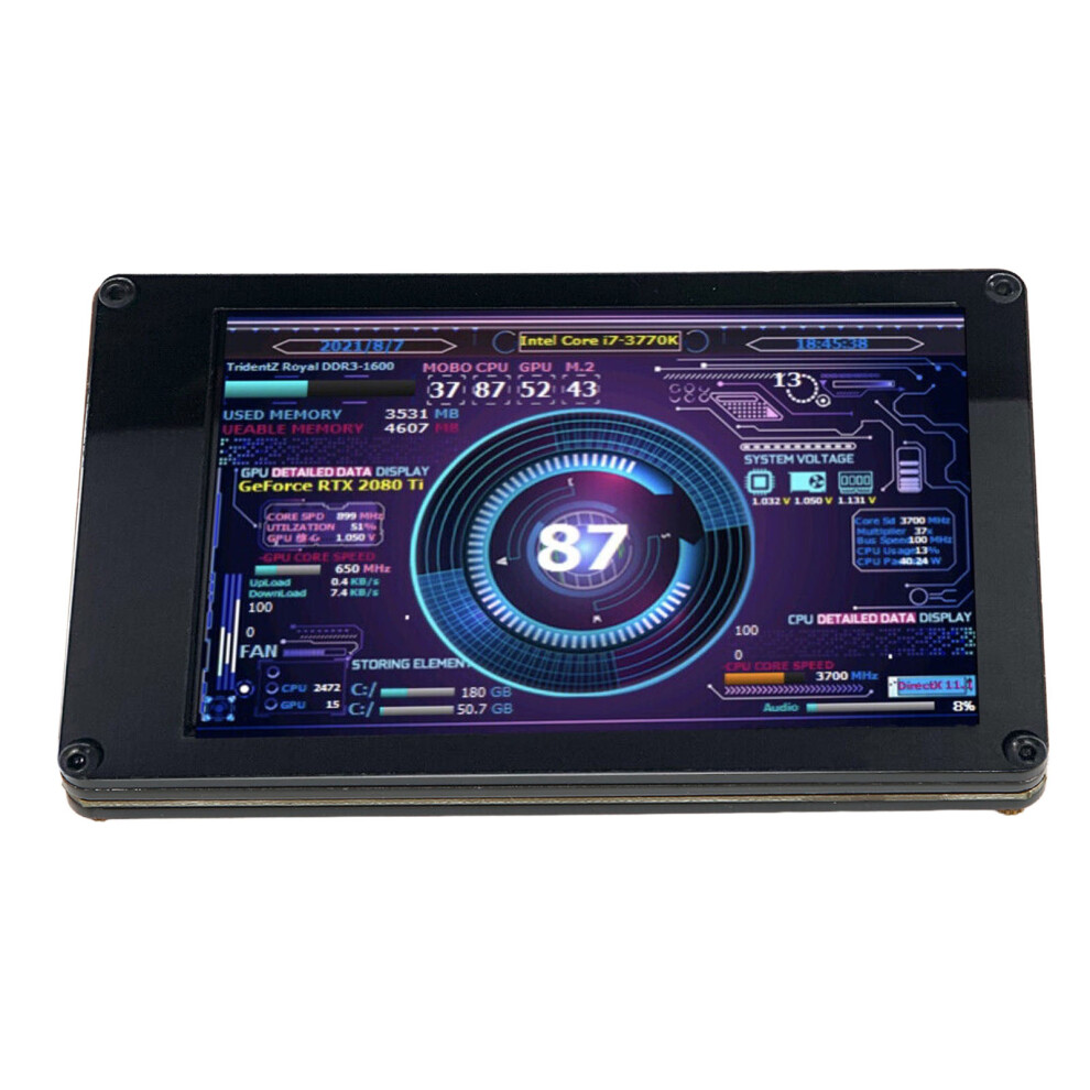 3.5" Ips Usb Temp Monitor For Pc Cpu Ram, 320X480 Display 9351356512305