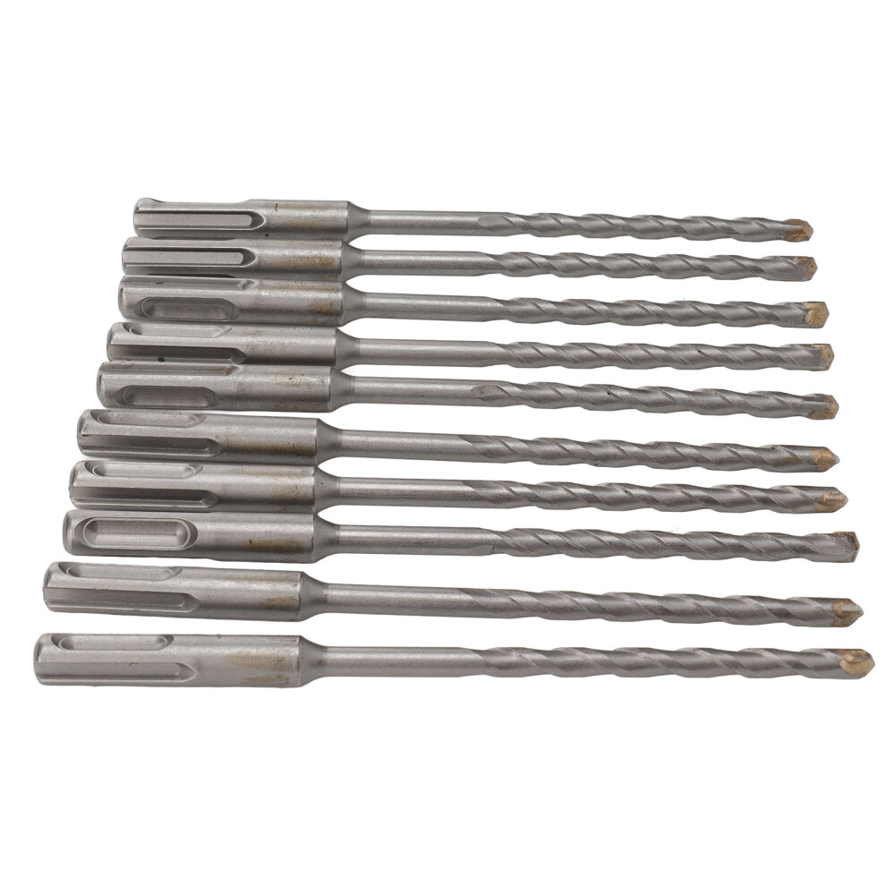 10Pcs Carbide Spiral Rotary Hammer Drill Bits 6X160mm 8731356512436