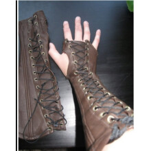 Vintage Punk Men's Arm Guards Lacing Rivet Design One Size Brown Halloween Role Playing Props