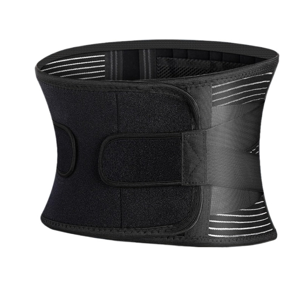 Fitness Waist Trimmer Unisex Lumbar Support Belt, Adjustable Back Support, Tummy Control Cincher, Black, Size S