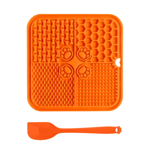 Protective Silicone Pet Feeding Pad For-Orange mat with oran