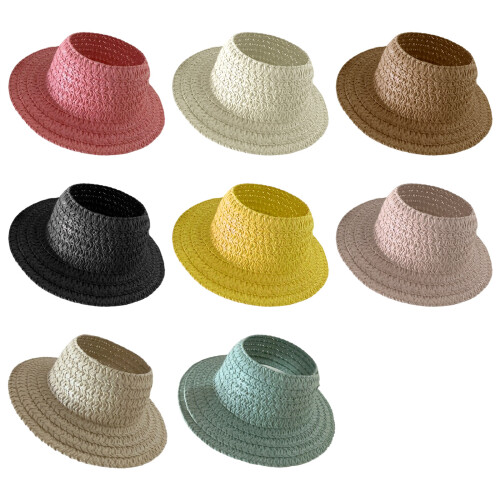 Doll Sun Hat With Empty Top  Miniature Straw Hat  For-Meat Pink 2