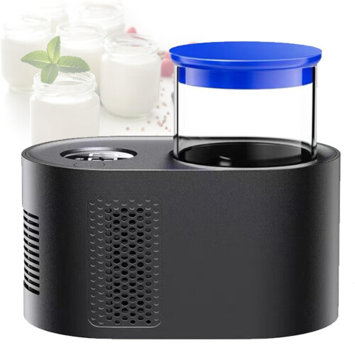 Yogurt Maker & Ice Cream Maker, LCD Timer, 300ml Capacity, Constant Temp Fermentation, Compact Portable Black