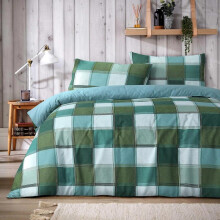 (GLENCOE GREEN, KING) Luxury Super Soft Cotton Rich Duvet Sets Easycare Comfortable Bedding Includes Duvet Cover & Pillowcases in Single Double King