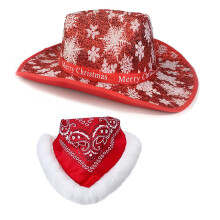 Christmas Cowgirl Hats Bandana Set Bachelorette Party for-SET3