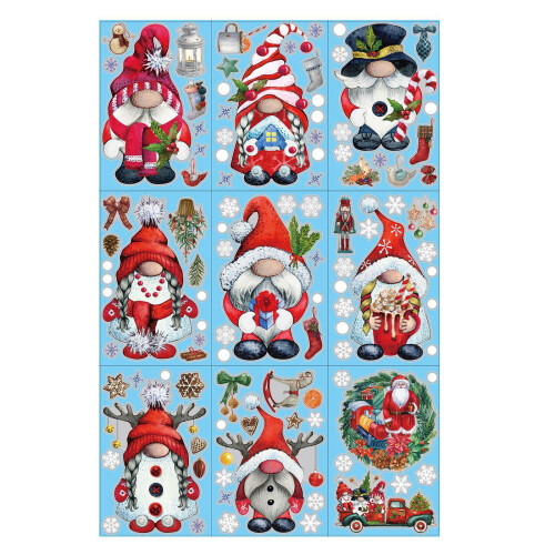 9 Sheets Christmas Window Clings Elves Christmas Decorations for